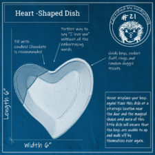 Blueprint of handmade heart-shaped dish