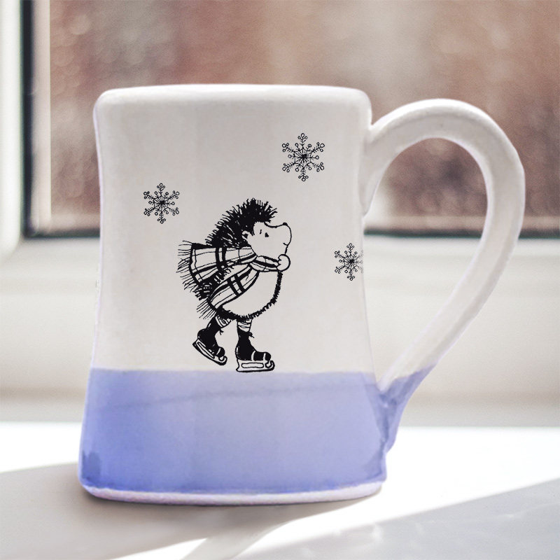 Hedgehog on Ice Skates Coffee Mug - Darn Pottery